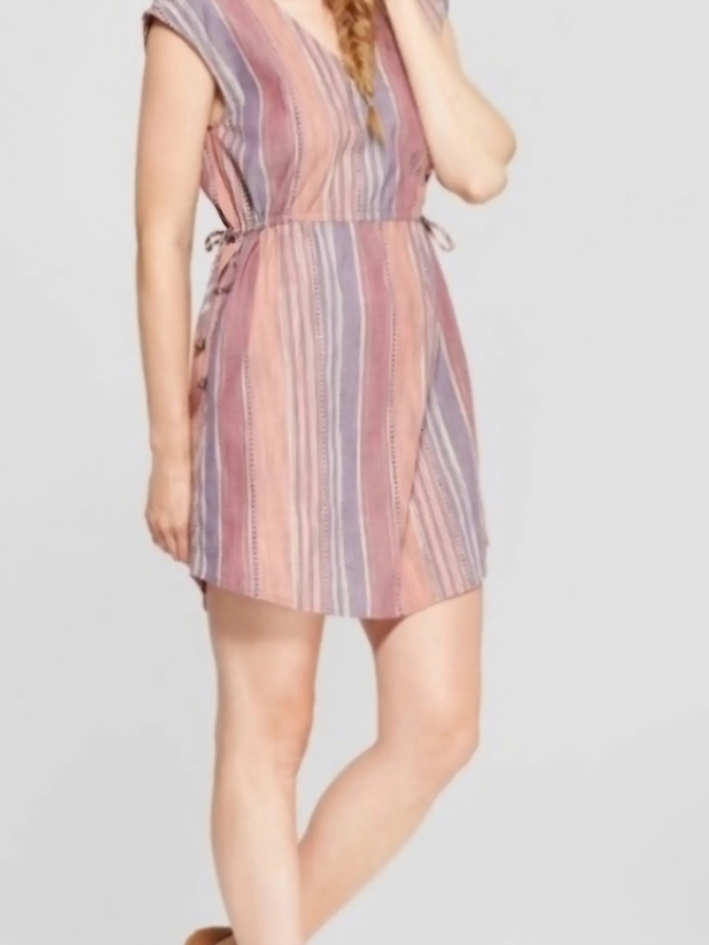 Universal Thread Striped Mini Dress in Dusty Rose and Lavender